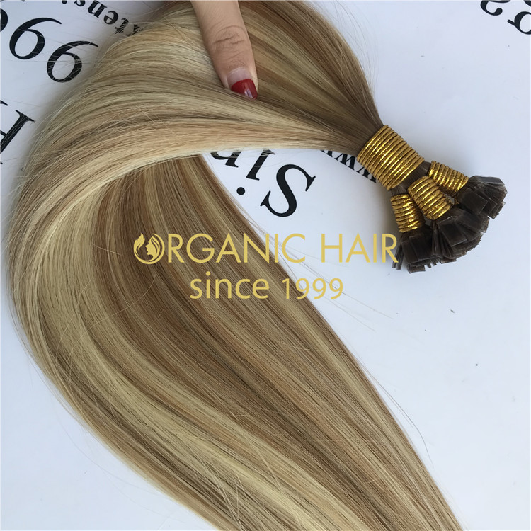 Cuticle aligned hair extensions ombre color flat tip  H95